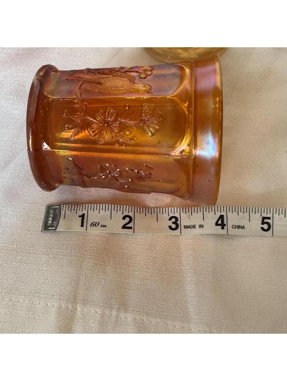 VTG Northwood Singing Birds Marigold Carnival Glass Mug Handled‎ Cup Antique - Picture 9 of 9